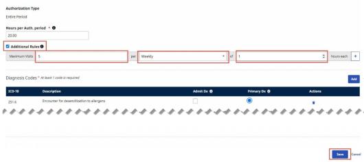 Partial image of the Authorization tab with the Additional Rules checkbox selected and highlighted.  Sample data is displayed in the Additional Rules fields.